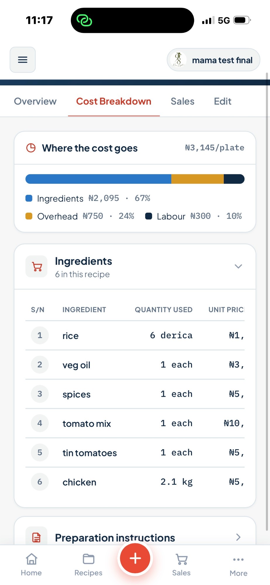 Where the cost goes per plate